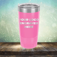 Custom tumbler with business logo laser engraved branded 20oz mug with lid pink