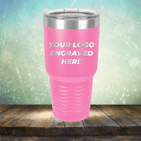 Custom tumbler with business logo laser engraved branded 30oz mug with lid pink