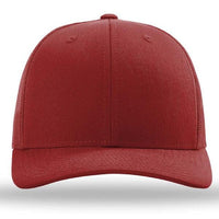 The Richardson 112 Snapback Trucker Cap by Richardson is shown from the front against a white background, featuring a curved brim, mesh back, and custom embroidery.