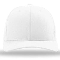 The Richardson 112 Snapback Trucker Cap by Richardson is a custom embroidered hat with a cotton/polyester blend, snapback closure, and a plain white front, shown from the front against a white background.