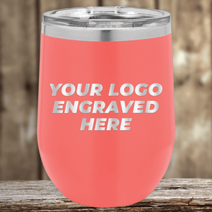 The Kodiak Coolers Custom 12 oz Stemless Wine Cup, engraved with your logo or design in white on pink, is a standout promotional gift. This insulated tumbler with a clear lid is perfect for unique branding at events or as corporate gifts.