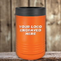 A bright orange insulated tumbler with a black lid from Kodiak Coolers sits on a wooden surface, displaying "Your Custom Company Logo"—an ideal Realtor Closing Gift for clients and perfect for branded drinkware.