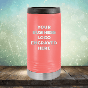 Slim Can Holder Custom Engraved Logo - Single Side Engraving Included in Price