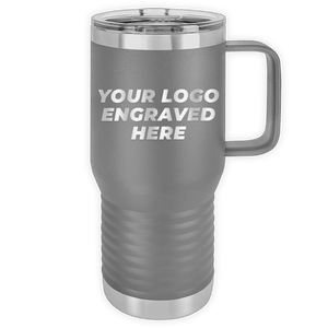 A Kodiak Coolers Custom Logo 20 oz Insulated Travel Tumbler with Built in Handle, custom printed with your logo on the side.