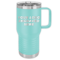 Kodiak Coolers Aqua-colored Custom Logo 20 oz Insulated Travel Tumbler with Built in Handle - Front side Logo Included