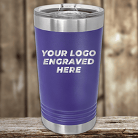 A purple insulated tumbler by Kodiak Coolers, engraved with your custom company logo in white, makes an ideal Realtor closing gift and promotional drinkware for clients.