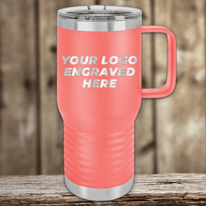 SAMPLE - 20 oz Travel Tumbler with Built in Handle - Price Includes Engraved Logo Sample and Volume Setup Fee