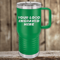 SAMPLE - 20 oz Travel Tumbler with Built in Handle - Price Includes Engraved Logo Sample and Volume Setup Fee