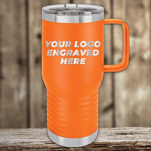 A Kodiak Coolers travel mug with handle and clear lid, engraved with your custom company logo—ideal as a realtor closing gift for clients seeking stylish personalized drinkware.