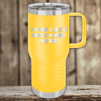 SAMPLE - 20 oz Travel Tumbler with Built in Handle - Price Includes Engraved Logo Sample and Volume Setup Fee
