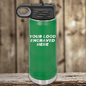 The Kodiak Coolers Realtor Closing Gifts for Clients drinkware, shown in green with a black lid and "YOUR LOGO ENGRAVED HERE," is perfect for company branding or pairing with custom logo mugs.