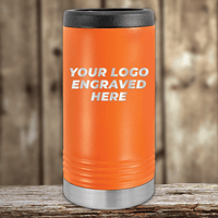 A Kodiak Coolers orange insulated tumbler with a silver base and "YOUR LOGO ENGRAVED HERE," perfect as a Realtor Closing Gift—customize with your company logo for clients to showcase branded drinkware.