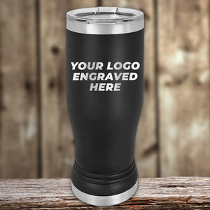Customizable Kodiak Coolers black Pilsner Tumblers 14 oz with your Logo or Design Engraved on a stainless steel surface.
