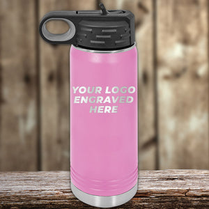 A Kodiak Coolers stainless steel water bottle with your custom logo laser engraved on it.