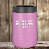 A pink Custom Standard Can Holder with your logo engraved on it, personalized corporate merchandise by Kodiak Coolers.