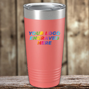 A custom pink tumbler from Kodiak Coolers with your business logo printed on it, Custom Tumblers printed with your Logo or Design - Free Slider Lid Upgrade - LIMITED TIME Special Pricing.