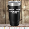 Customizable Kodiak Coolers stainless steel tumbler with example engraving text on a wooden background, ideal for corporate promotional gifts.