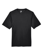 The designerapp Men's Zone Performance T-Shirt (Team 365 TT11 - EXAMPLE) is a plain black, short-sleeve crew neck made from polyester interlock fabric and shown laid flat on a white background.