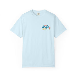 The BODE Summer Camp T-Shirt 2026 by Printify features a light blue heavyweight cotton build, “Life’s Better Together” print and flower graphic on the left chest, plus durable double-needle stitching for lasting wear.