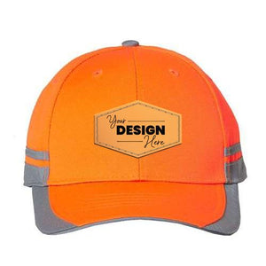 A structured Outdoor Cap orange hat with your design on it.