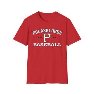 Show your hometown pride with the Printify P Reds Baseball Est. 1978 Unisex Softstyle T-Shirt, featuring a bold "P" and classic design. This soft cotton tee is perfect for any fan of vintage style and baseball.