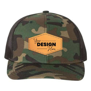 Richardson 112P Patterned Snapback Trucker Hat - Custom Leather Patch Hat | No Minimals | Volume Tiered Pricing