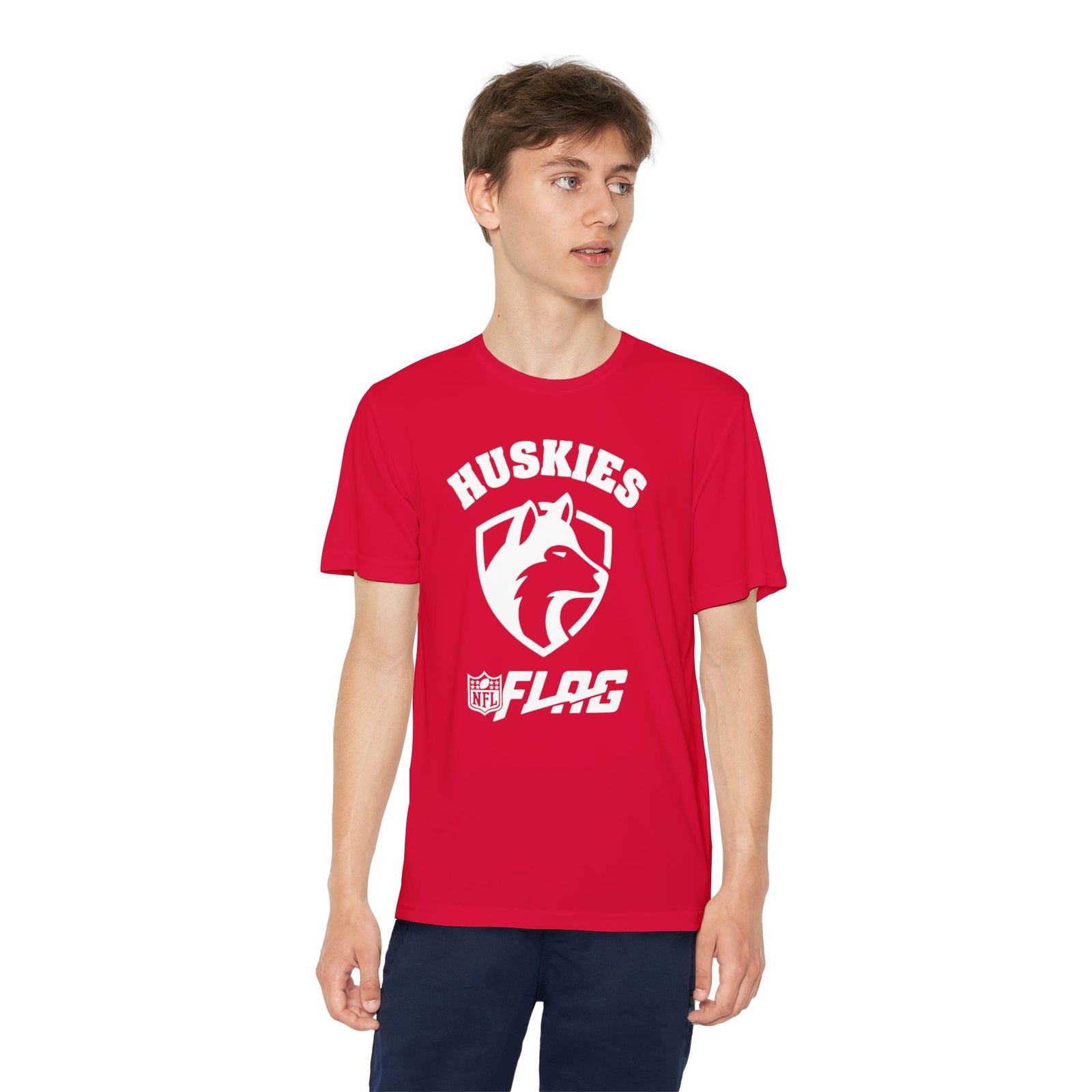 Youth Huskies Flag Football - Moisture Wicking Dri Fit Style Performance Tee Volume | Suamico, WI