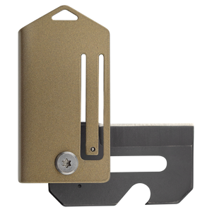 The Bison River Custom Laser Engraved 2" Everyday Carry Knife features a compact folding design, metallic gold handle, and partially exposed black blade—perfect for corporate gifts or promotional giveaways, shown on a white background.