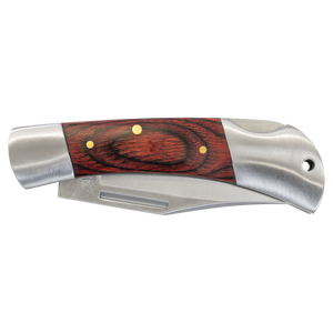 Custom Laser Engraved Bison River 3 1/2" Wood Folding Knife