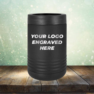 Custom can holder with business logo laser engraved branded koozie black