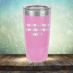 Custom tumbler with business logo laser engraved branded 20oz mug with lid light purple