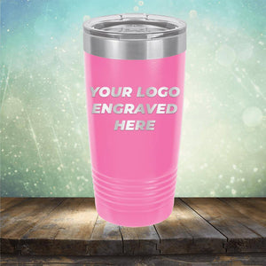 Custom tumbler with business logo laser engraved branded 20oz mug with lid pink