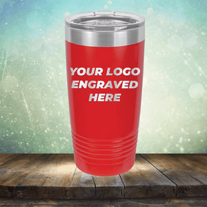 Custom tumbler with business logo laser engraved branded 20oz mug with lid red