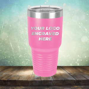 Custom tumbler with business logo laser engraved branded 30oz mug with lid pink