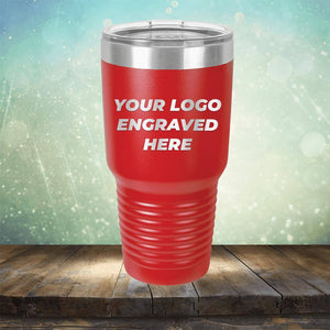 Custom tumbler with business logo laser engraved branded 30oz mug with lid red