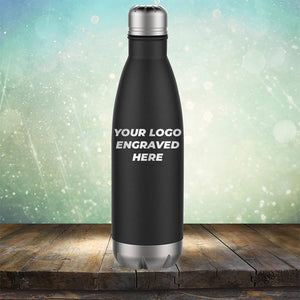 Custom water bottles with business logo laser engraved branded screw top cola 17 oz bottle black