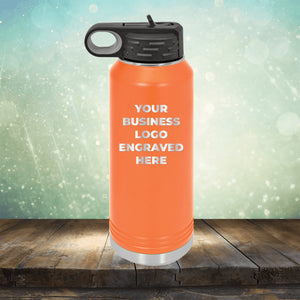Custom water bottles with business logo laser engraved branded flip top straw 32oz bottle orange