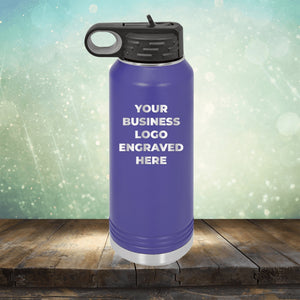 Custom water bottles with business logo laser engraved branded flip top straw 32oz bottle purple