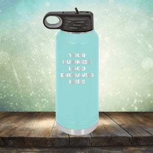 Custom water bottles with business logo laser engraved branded flip top straw 32oz bottle teal
