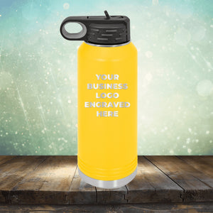 Custom water bottles with business logo laser engraved branded flip top straw 32oz bottle yellow