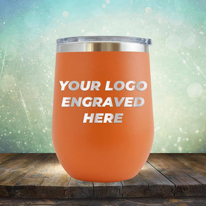 Custom wine cup with business logo laser engraved branded 12 oz cup with lid orange