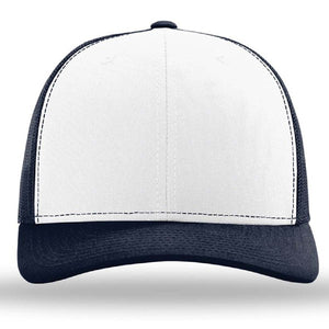 An image of a Richardson 112 Snapback Trucker Cap with a mesh back.