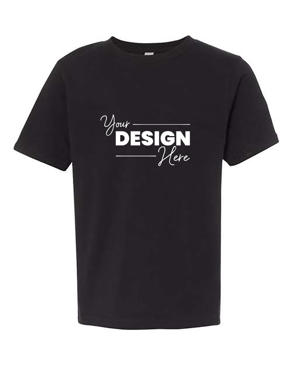 Next Level Youth T-Shirt 100% Cotton by Next Level, featuring "Your Design Here" printed in white across the chest area, perfect for bulk customization.