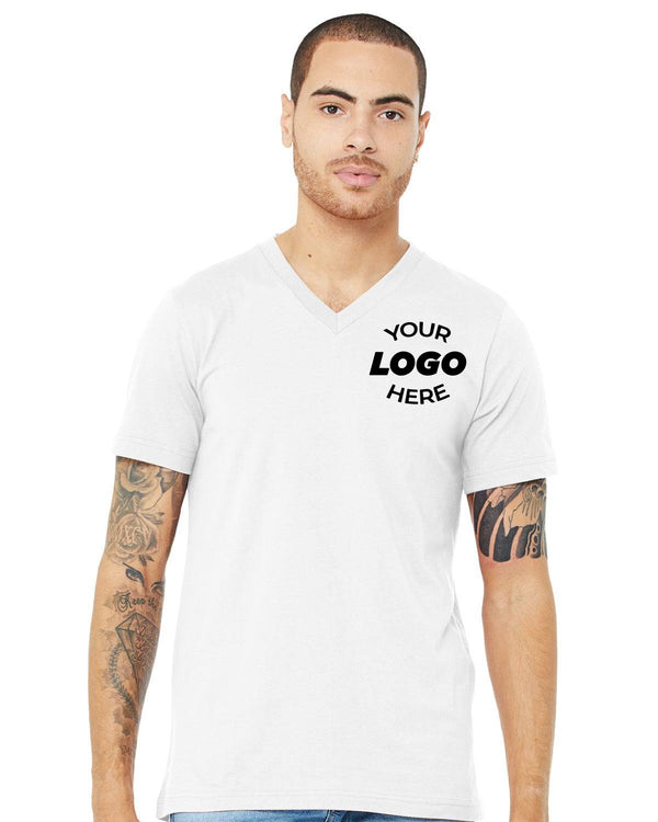 BELLA + Canvas Unisex V-Neck T-Shirt - White Marble, 2XL, 100% Combed Ringspun Cotton