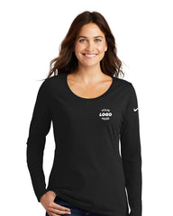 Nike Ladies Core Cotton Long Sleeve Scoop Neck T-Shirt NKBQ5235