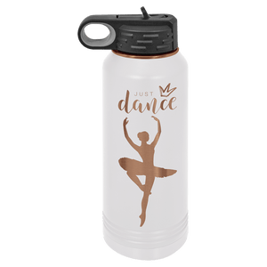 The Kodiak Coolers' new ION Plated Tumblers stand out as an elegant promotional gift, featuring a custom "Ghost Black & Rose Gold" engraving of a ballerina silhouette and the phrase "Just Dance.