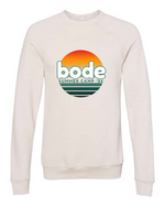 The designerapp Bode Summer Bootcamp "OG Logo" unisex crewneck BC Fleece Raglan Sweatshirt 3901 features a cream color and a graphic reading "bode SUMMER CAMP '26" with a stylized sunset on the chest.