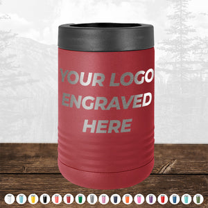 A Kodiak Coolers stainless steel can cooler with your custom logo laser engraved on it.