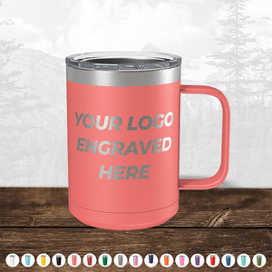 Customize your business branding with our Kodiak Coolers vacuum-sealed, insulated stainless steel coffee mugs featuring your custom logo laser-engraved on them.