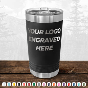 Xmas in July SALE - Engraved Custom Logo Drinkware - Front Engraved Logo Included - Low $200 Minimal Order